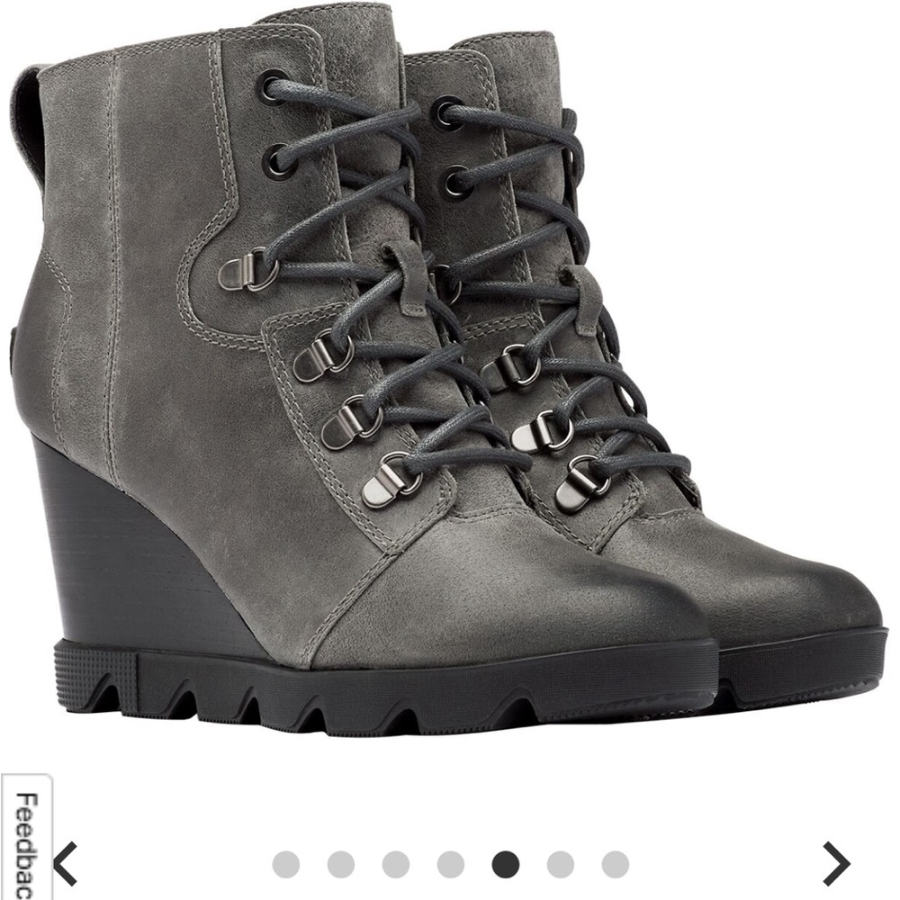 Sorel Joan Uptown Lace Boots Size 6.5 in charcoal grey.